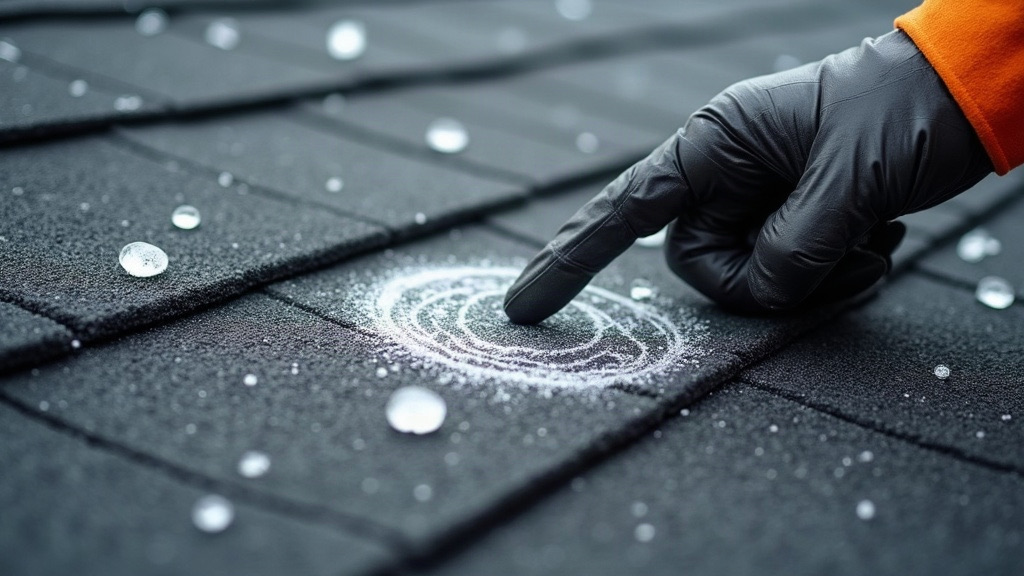 Hail damage inspection on an asphalt shingle roof in Hudsonville, Michigan